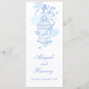 Speisekarte für Hochzeitsfeiern mit Blauem und Wei Menükarte