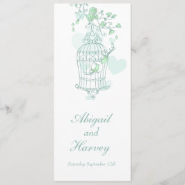 Speisekarte für Hochzeitsfeiern mit grünen und wei Menükarte