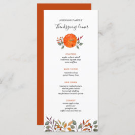 Speisekarte für Kürbis und Erntedank Menükarte