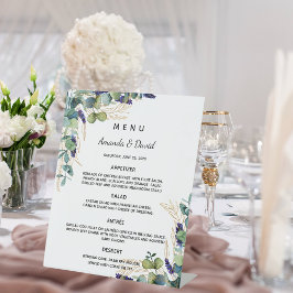 Speisekarte mit Eukalyptus-Grünpflanzen Sockelschild