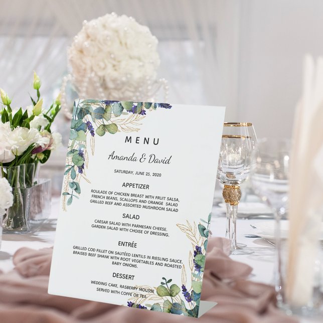 Speisekarte mit Eukalyptus-Grünpflanzen Sockelschild (Von Creator hochgeladen)