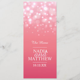 Speisekarte mit rosa Champagner und vier Gängen Menükarte