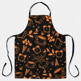 Speisekarte niedliches Teekaffeebuch Orangenmuster Schürze