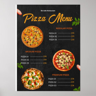 Speisekarte Pizza Pizzaria Restaurant Menü Poster