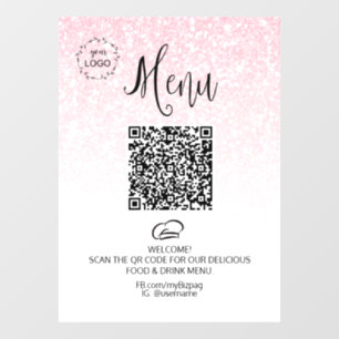 *~* Speisekarte QR LOGO Restaurant Kaffee Glitzer Fensteraufkleber