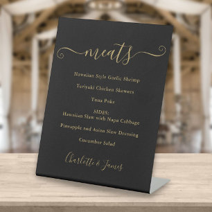 Speisekarte Schwarz und Gold Signatur Schrift Sockelschild