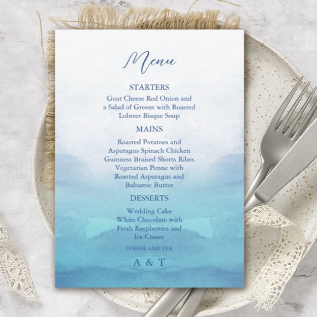 Speisekarten für Hochzeiten am Meer Einladung (Sea Wedding Menu Cards. Our coastal chic design for summer weddings.)