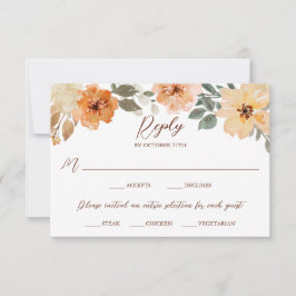 Speisen Auswahl Rustikale Wasserfarbe Herbst Blüte RSVP Karte