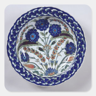 Speisen mit Blumendekoration, Iznik Quadratischer Aufkleber