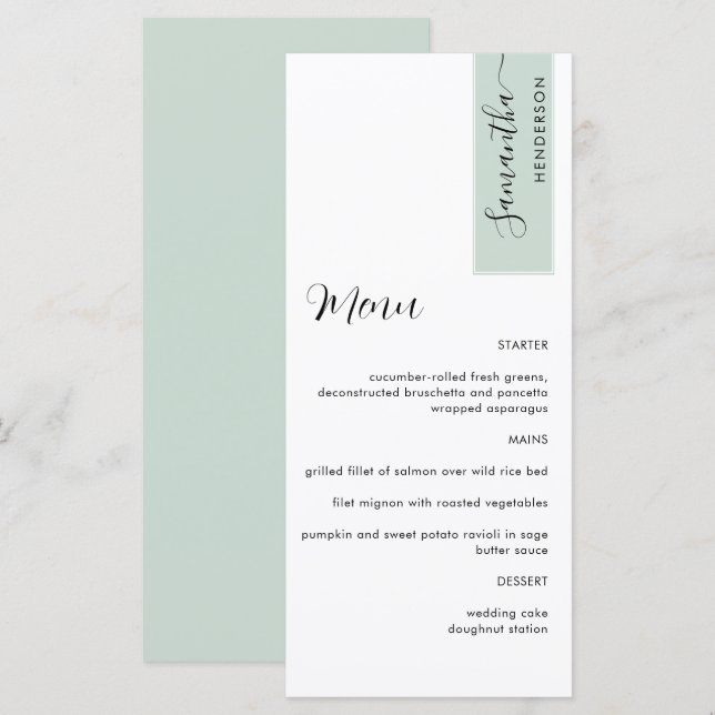 Speisesaal Personalisiert mit Gast Name Elegante M Menükarte (Vorne/Hinten)