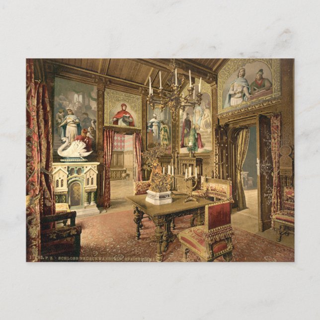 Speisesaal, Schloss Neuschwanstein, Deutschland Postkarte (Vorderseite)