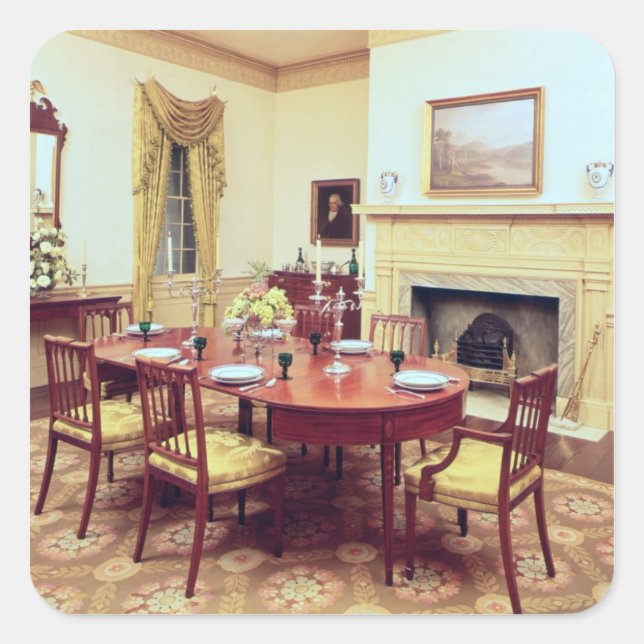 Speisesaal White Hall, in der Nähe von Charleston Quadratischer Aufkleber (Vorderseite)