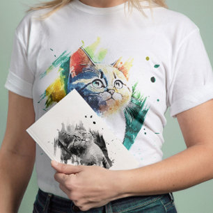 Spektakuläre Aquarellbilder Cat portrait T - Shirt