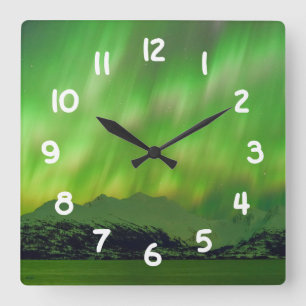 Spektakuläre Aurora Quadratische Wanduhr