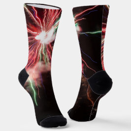Spektakuläre rote grüne Feuerwerke Abstrakter schw Socken