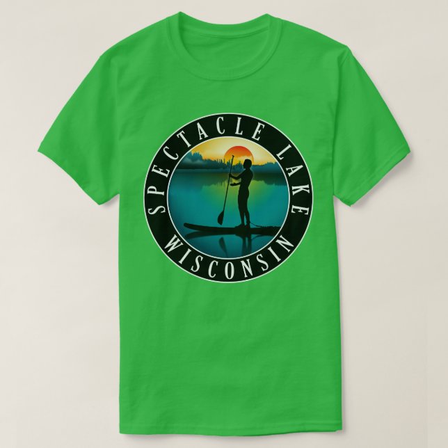Spektakulärer See Wisconsin Paddleboarding T-Shirt (Design vorne)