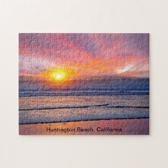 Spektakulärer Sonnenuntergang am Huntington Beach Puzzle (Horizontal)