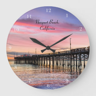Spektakulärer Sonnenuntergang am Newport Beach Große Wanduhr