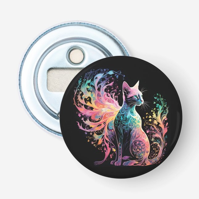 Spektrale, holografische Katze: Ein Prisma der Ele Flaschenöffner (Vorderseite)