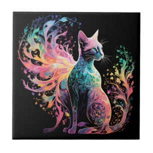 Spektrale, holografische Katze: Ein Prisma der Ele Fliese
