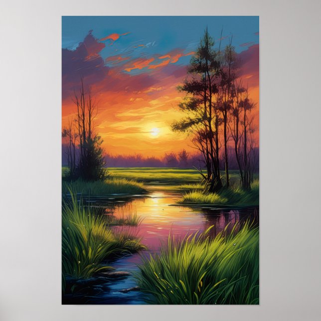 Spektraler Sonnenuntergang, Magie der digitalen Ku Poster (Vorne)