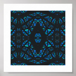 Spektrales Blau Abstrakt Gouache Kunst Poster