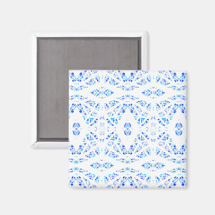 Spektrales Blau-Weiß-Abstrakt Gouache-Kunst Magnet