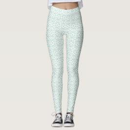 Spektrales Grün Weiß Abstrakt Gouache Kunst Leggings
