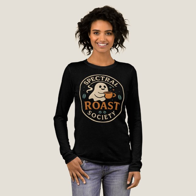 Spektrales Roast Society Ghost-Kaffee Halloween Tri-Blend Shirt (Volle Vorderseite)
