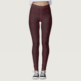 Spektrales Rot-Schwarz-Abstrakt Gouache-Kunst Leggings