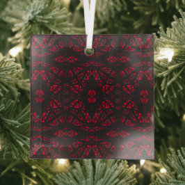 Spektrales Rot-Schwarz-Abstrakt Gouache-Kunstwerk Ornament Aus Glas