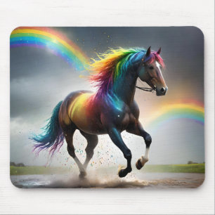 Spektrum der Gnade: Regenbogenpferd unter Regenbög Mousepad