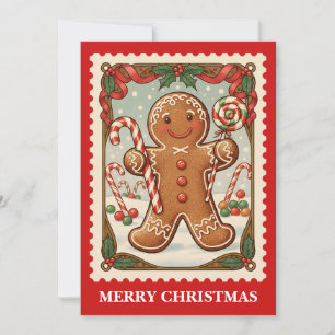 Spekulatius-Männchen   Retro Postage Briefmarke We Feiertagskarte