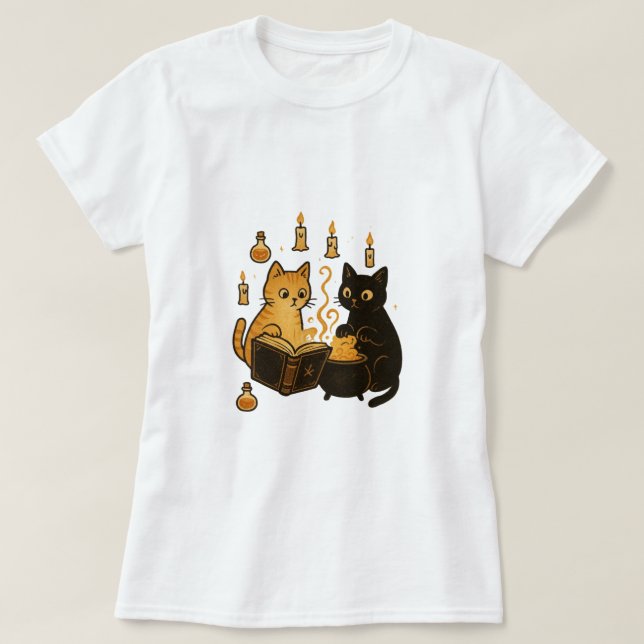 Spellbook & Cauldron Cats T-Shirt (Design vorne)