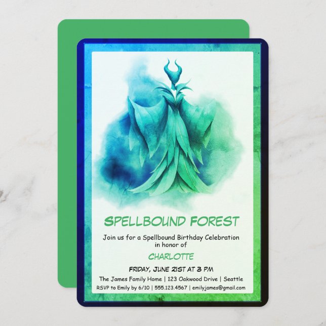 Spellbound Forest – Dark Fairy Birthday Party  Einladung (Vorne/Hinten)