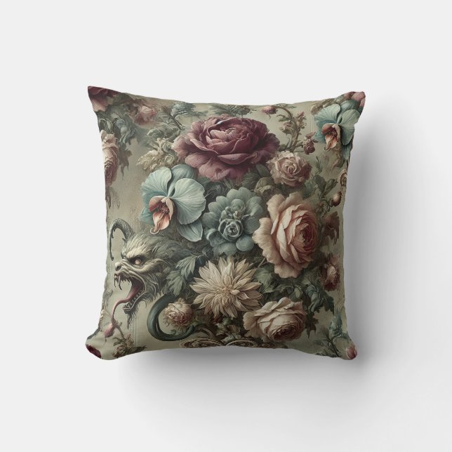 Spellhound - Gothic Floral Barockkopfkissen Kissen (Vorderseite)