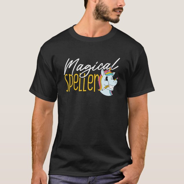 Spelling Bee Champion Girls School Unicorn Spellin T-Shirt (Vorderseite)