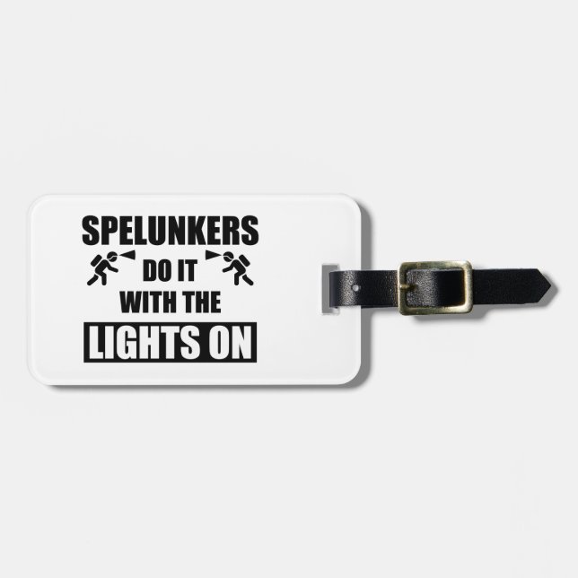 Spelunker machen es mit den Lichtern auf Gepäckanhänger (Vorderseite horizontal)