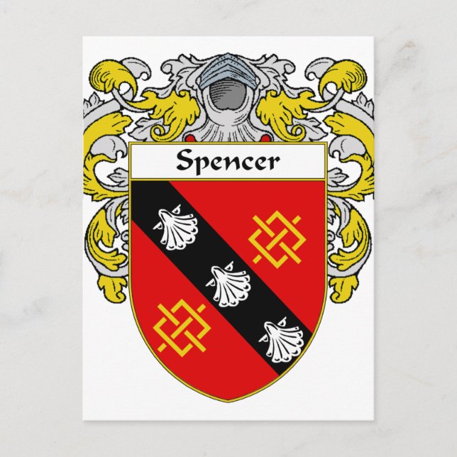 Spencer Coat of Arms/Familienwappen (mantled) Postkarte (Vorderseite)