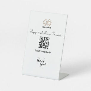 Spenden an einen guten Zweck, QR-Code für gemeinnü Sockelschild