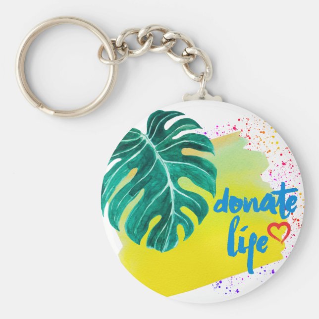 Spenden Sie das Leben tropisch gelbe Wasserfarbe Schlüsselanhänger (Vorne)