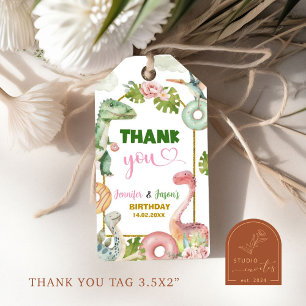 Spenden und Dinosaurier Gemeinsame Geschenketikett Geschenkanhänger