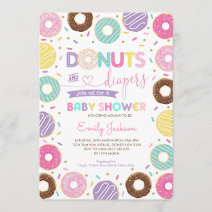Spenden und Windeln Rainbow Doughnut Baby Dusche Einladung