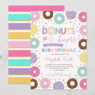 Spenden und Windeln   Rainbow Doughnut Baby Sprink Einladung