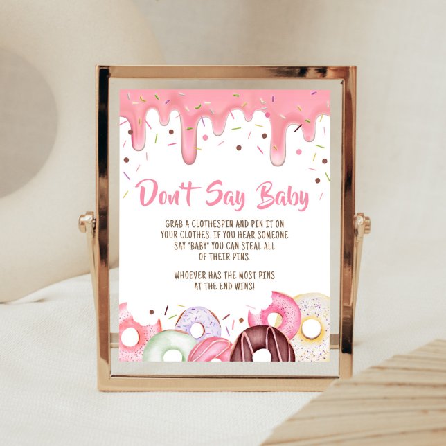 Spenden und Windeln sprinkle nicht Baby Poster (Pink Donuts Girl Baby Shower Don't Say Baby Sign)