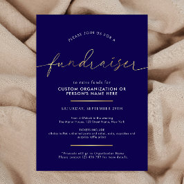 Spendenaktion Minimalistisches Skript Navy & Gold Einladung
