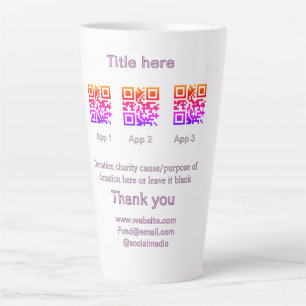 Spendendensammel-Tip-Glas füge deinen QR-Namen hin Milchtasse