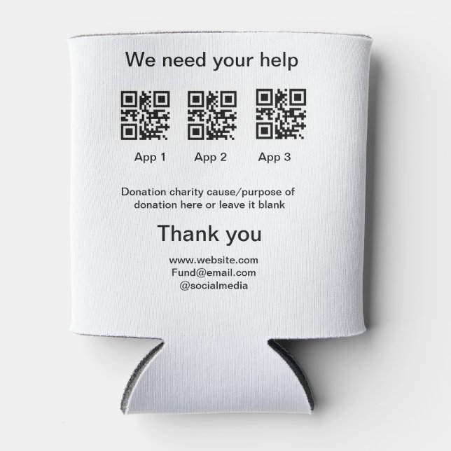 Spendensammlungstipp jar fügen Sie Ihre q r Name c Dosenkühler (Vorderseite)