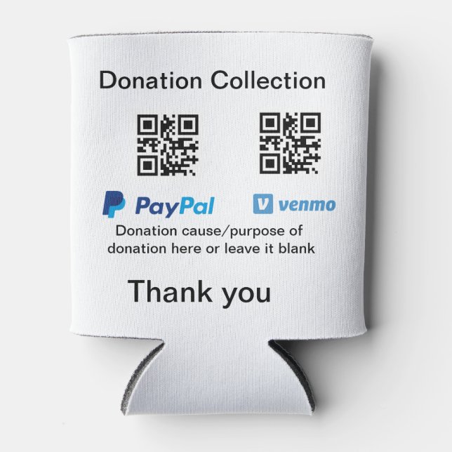 Spendensammlungstipp jar fügen Sie Ihre q r Name c Dosenkühler (Vorderseite)