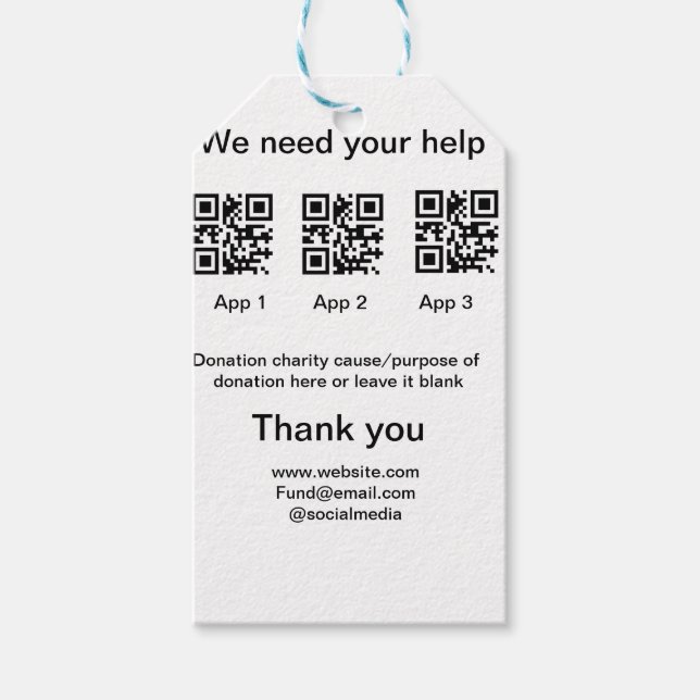 Spendensammlungstipp jar fügen Sie Ihre q r Name c Geschenkanhänger (Vorderseite)